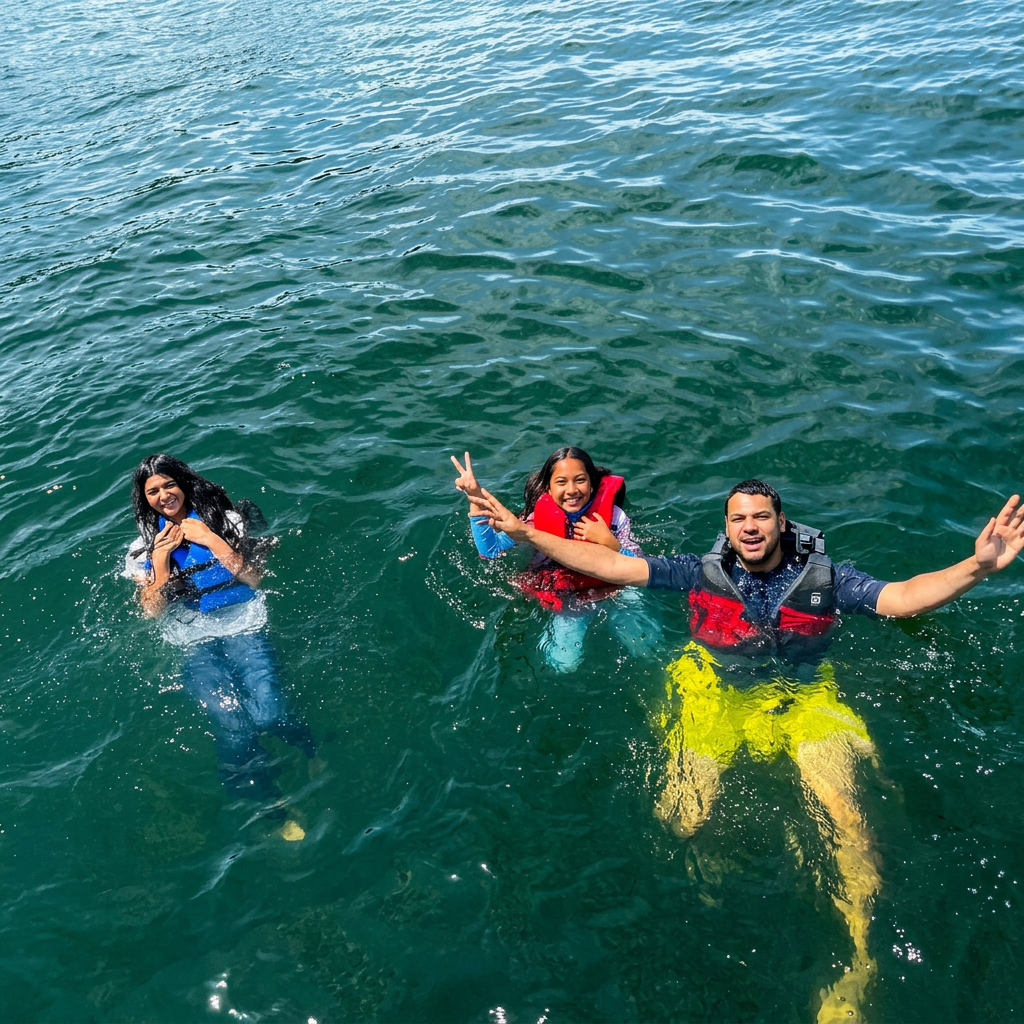 Real guests swimming in White Bear Lake
