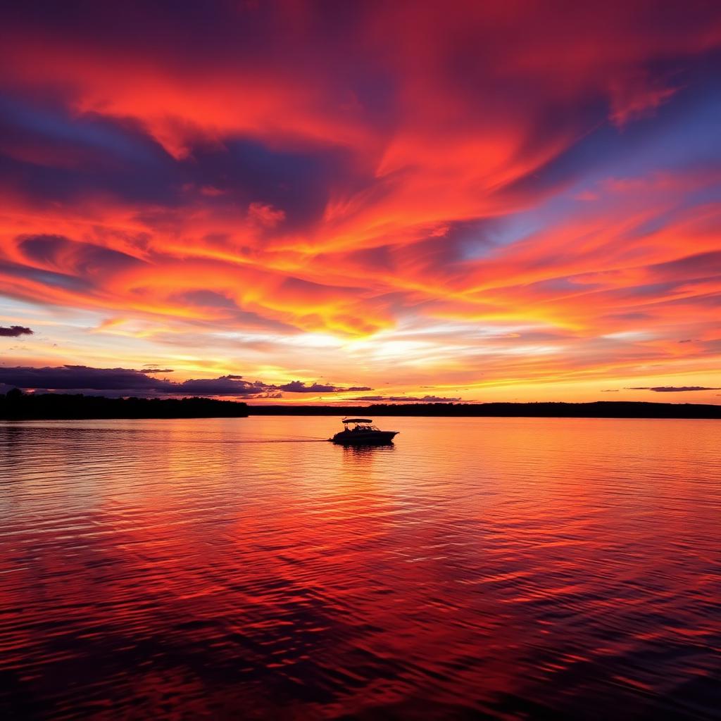 Sunset over lake